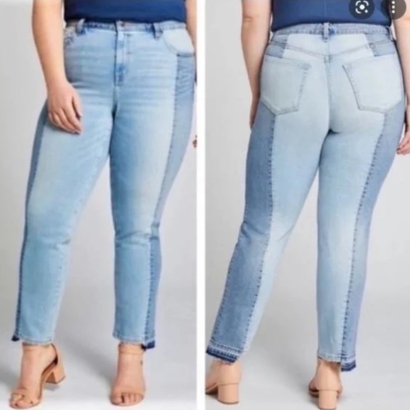 Lane Bryant High Rise Colorblock Straight Jean NWT Size 22 - Picture 1 of 3
